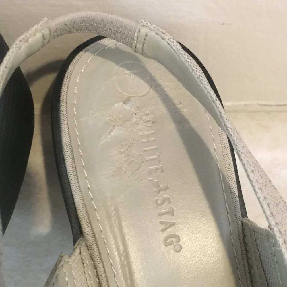 White Stag Linen Open Toe Slip On Sandals